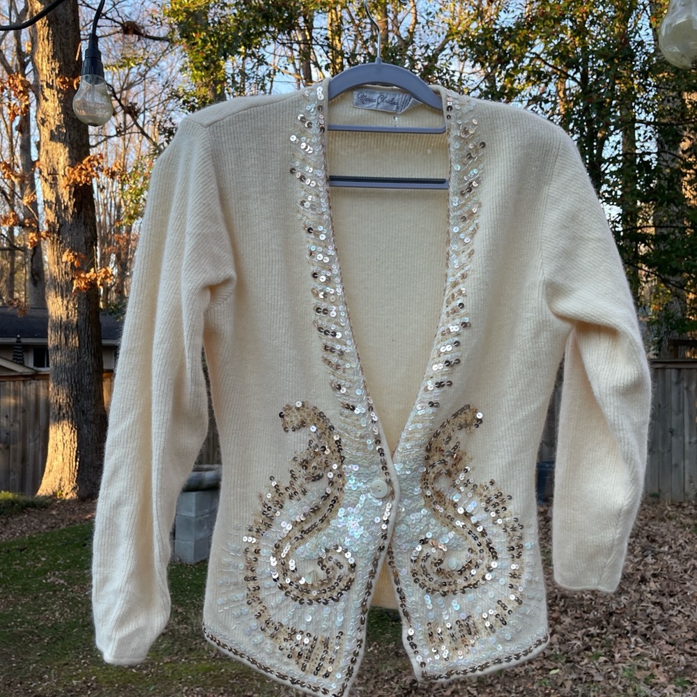 Vintage Bunny/Wool Gold Sequence Sweater Size:S
